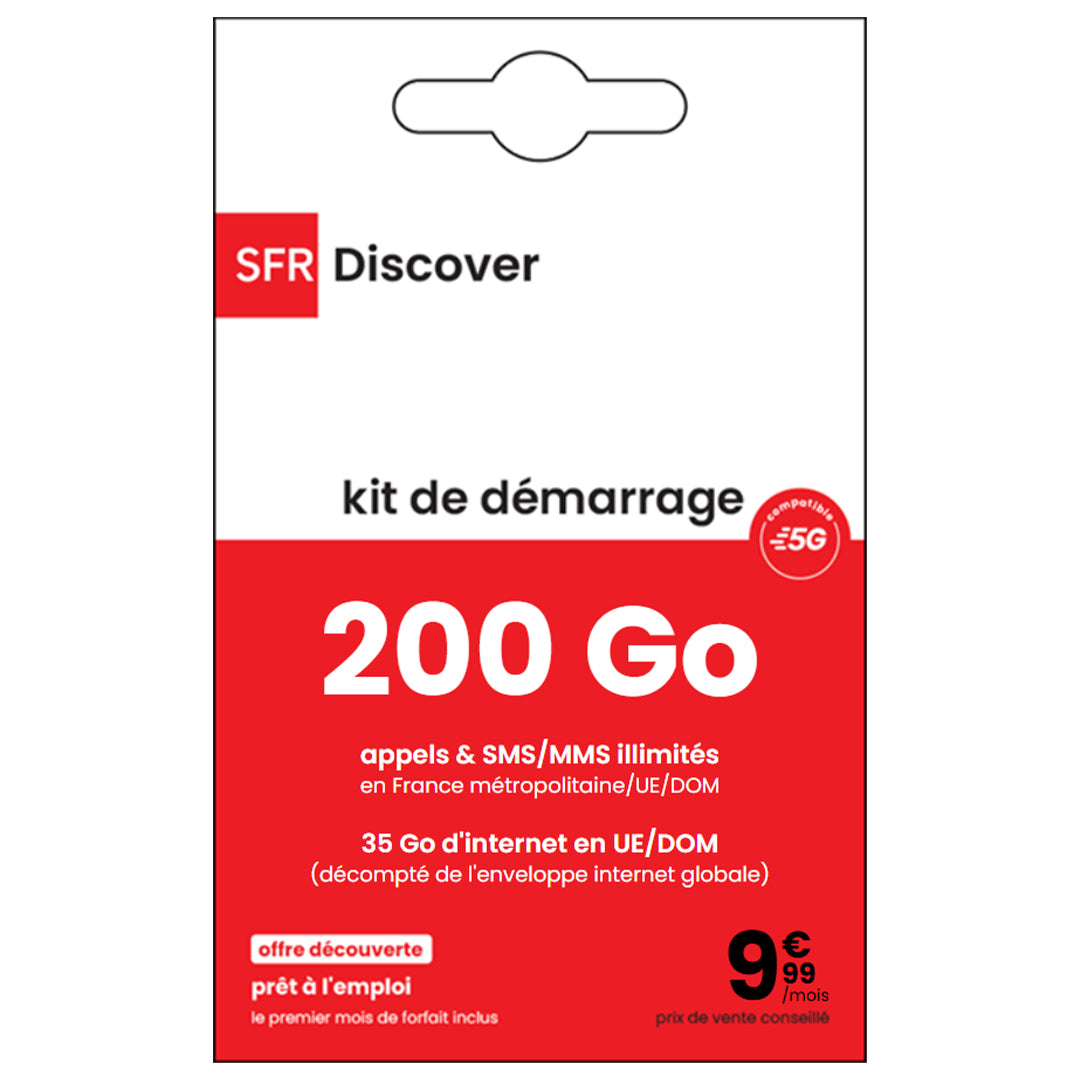 CARTE SIM SFR ESSENTIEL 200GO 9.99€ DE CRÉDIT