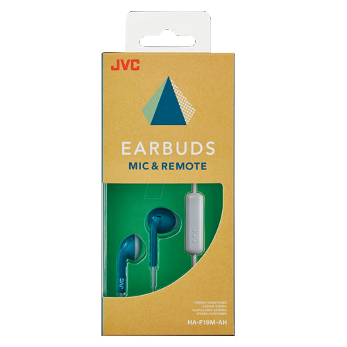 JVC EARBUDS MIC &amp; REMOTE HA-F19M-AH Blue GRAY