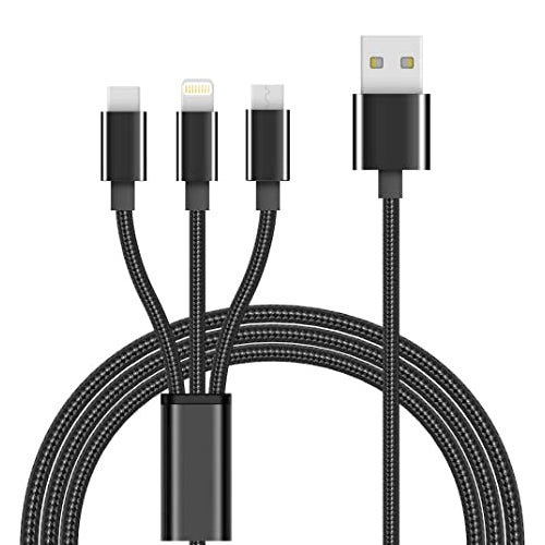 3.4A CIGAR LIGHTER CHARGER PACK + 3 IN 1 BLACK NYLON CABLE - WAVE