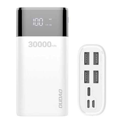 DUDAO POWERBANK 4X USB 30000MAH WITH LCD DISPLAY 3A K8MAX WHITE