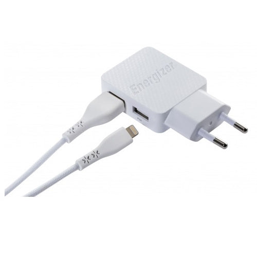 ENERGIZER WALL CHARGER LW 3.4A 2USB EU + LIGHTNING CABLE WHITE