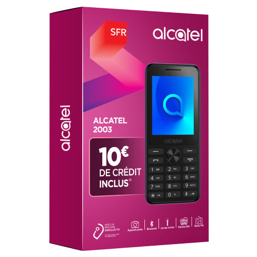 SFR ALCATEL 2003 D MOBILE PACK GRAY WITH SIM CARD €10 CREDIT INCLUDED