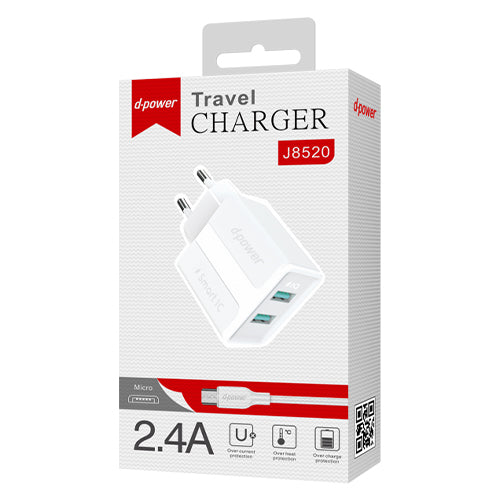 D-Power 2-port USB power outlet + micro USB cable J8520