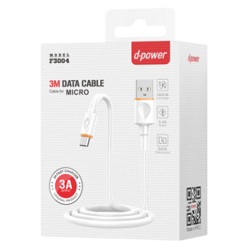 D-Power Micro USB Cable 3m 3A F3004