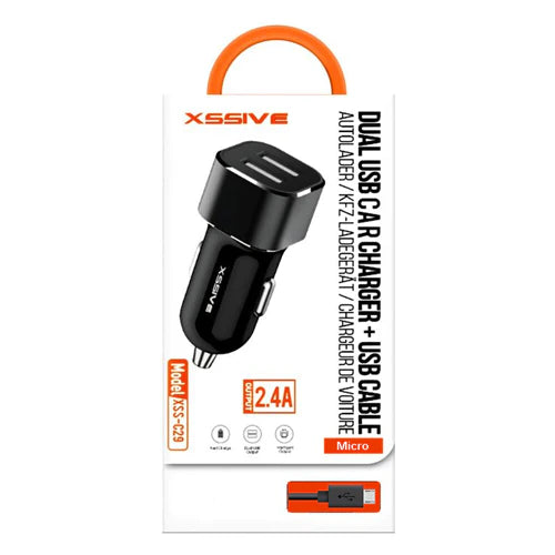2.4A DUO CAR CHARGER + XSSIVE MICRO USB CABLE
