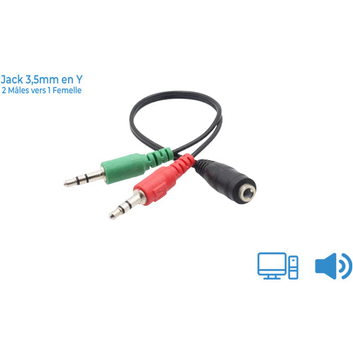 JACK 3.5MM Y - 2 MALE TO 1 FEMALE - 3POLES SMART 2 LINK