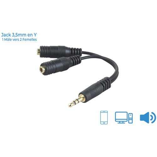 JACK 3.5MM Y - 2 FEMALE TO 1 MALE - 3POLES SMART 2 LINK