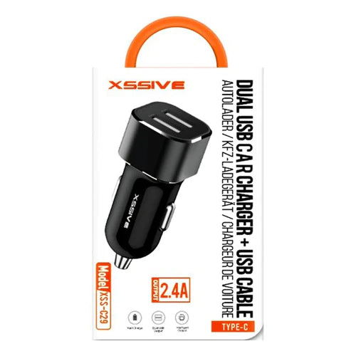 DUO CAR CHARGER 2.4A + TYPE-C CABLE XSSIVE