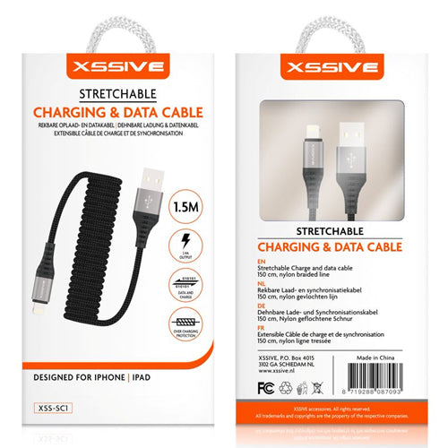 XSSIVE SPRING STRETCHABLE CABLE TO IPHONE 1.5M