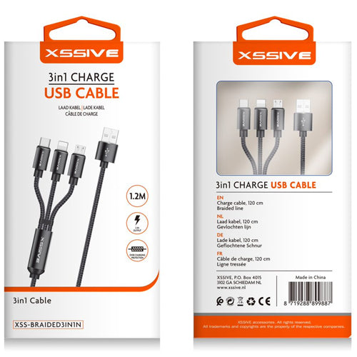 3IN1 LIGHTNING-MICRO-TYPE C XSSIVE CABLE