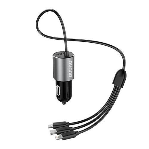 DUDAO 3IN1 CAR CHARGER USB 3 4 A INTEGRATED CABLE LIGHTNING / USB TYPE C / MICRO USB R5PRON