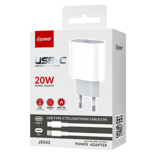 D-Power Type C 20W Socket + Type C to Lightning Cable J8542