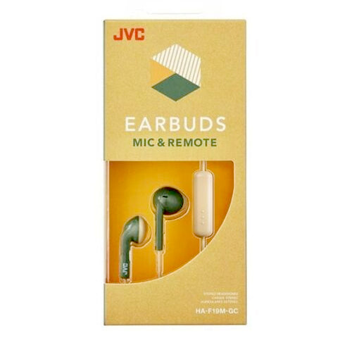 JVC EARBUDS MIC &amp; REMOTE HA-F19MGC KHAKI GREEN CREAM