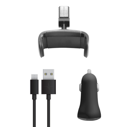 PACK EASY DRIVE MICRO USB = SUPPORT + CABLE + CHARGEUR VOITURE 3,4A NOIR