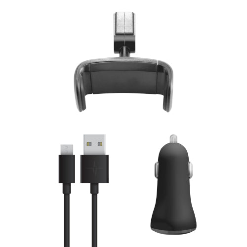 EASY DRIVE MICRO USB PACK = SUPPORT + CABLE + 3.4A CAR CHARGER BLACK