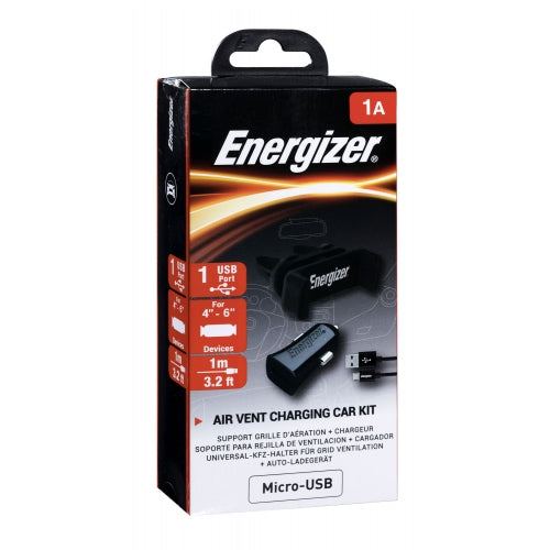 ENERGIZER CAR KIT 1A WITH CLAMP + BLACK MICROUSB CABLE