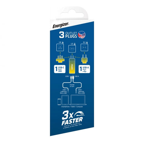 ENERGIZER WALL CHARGER 65W EU UK US BLACK