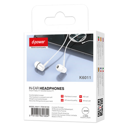 D-Power K6011 In-Ear Headphones