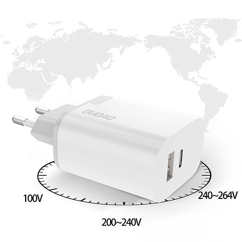 DUDAO USB / USB TYPE C POWER DELIVERY QUICK CHARGE 3.0 3A 22.5W BLANC A6XSEU