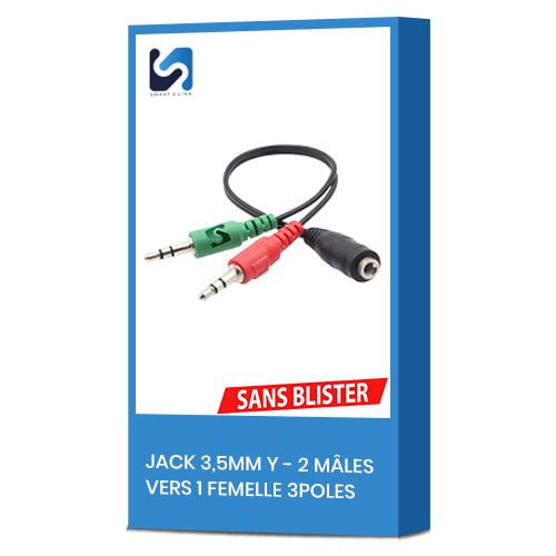 JACK 3,5MM Y - 2 MÂLES VERS 1 FEMELLE - 3POLES SMART 2 LINK