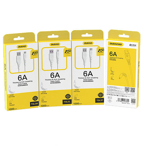 DUDAO USB CABLE - 6A TYPE C USB CABLE 1 M TGL3T - WHITE