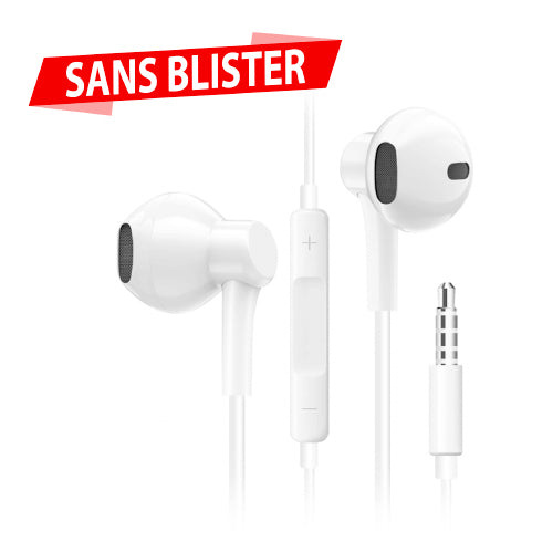 STEREO WHITE JACK 3.5MM EARPHONES - WITHOUT WHITE BLISTER