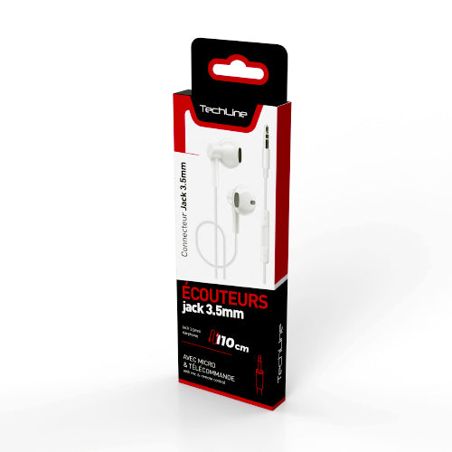 ECOUTEURS FILAIRES JACK 3,5 MM TECH LINE BLANC