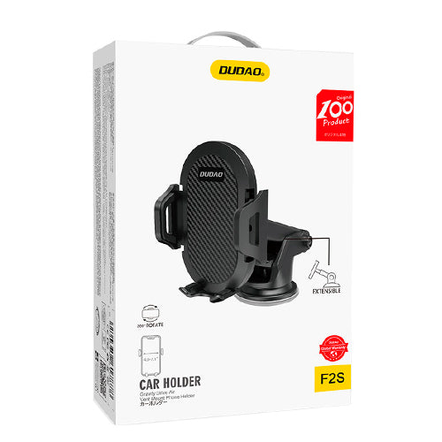 DUDAO GRAVITY CAR MOUNT DASHBOARD WINDSHIELD PHONE BRACKET HOLDER F2S - BLACK