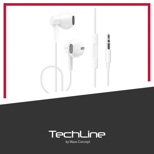 ECOUTEURS FILAIRES JACK 3,5 MM TECH LINE BLANC