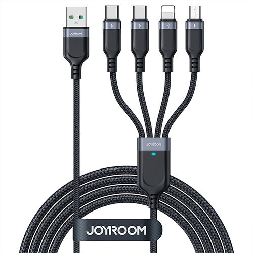 CÂBLE USB 4EN1 USB-A - 2 X USB-C / LIGHTNING / MICRO POUR LE CHARGEMENT ET LA TRANSMISSION DE DONNÉES 1,2 M JOYROOM S-1T4018A18 - NOIR