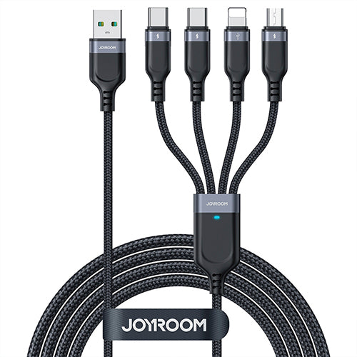 4IN1 USB-A USB CABLE - 2 X USB-C / LIGHTNING / MICRO FOR CHARGING AND DATA TRANSMISSION 1.2M JOYROOM S-1T4018A18 - BLACK