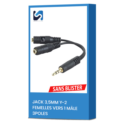 JACK 3.5MM Y - 2 FEMALE TO 1 MALE - 3POLES SMART 2 LINK