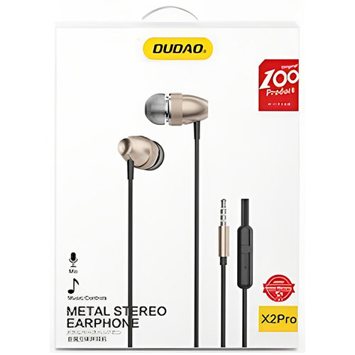 EARPHONES IN-EAR HEADPHONES HEADSET WITH 3.5 MM MINI JACK PLUG GOLDEN (X2PRO GOLD) - DUDAO