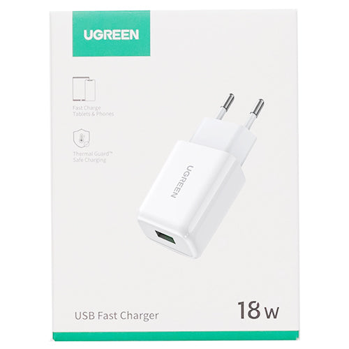 QUICK CHARGE 3.0 18W 3A USB MAINS CHARGER WHITE-UGREEN