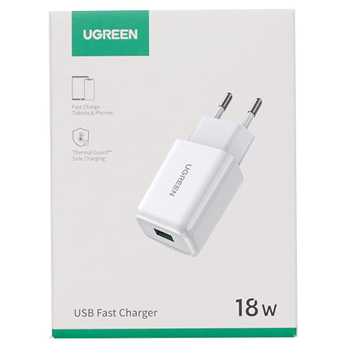 QUICK CHARGE 3.0 18W 3A USB MAINS CHARGER WHITE-UGREEN
