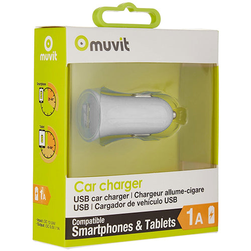 MUVIT SPRING CHARGEUR VOITURE 1A USB BLANC