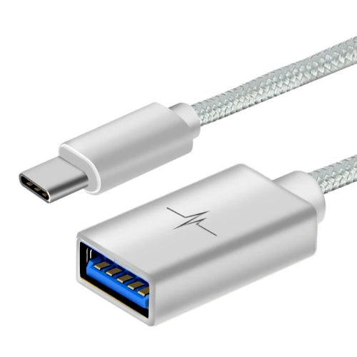 ADAPTATEUR NYLON USB-C VERS USB-A SILVER -WAVE