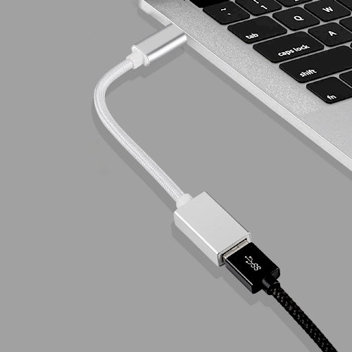 ADAPTATEUR NYLON USB-C VERS USB-A SILVER -WAVE