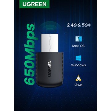EXTERNAL USB WIFI STICK DUAL BAND WIFI 11AC AC650 BLACK-UGREEN