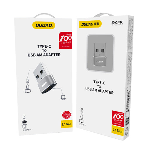 ADAPTATEUR DUDAO DE USB TYPE-C À USB NOIR L16AC NOIR