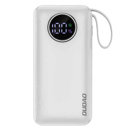 DUDAO 10000MAH USB-A / USB-C 22.5W POWER BANK WITH INTEGRATED LIGHTNING CABLE AND USB-C WHITE K15SW