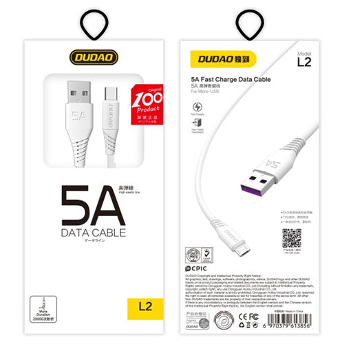 CÂBLE DUDAO CÂBLE USB / USB TYPE C 5A 2M BLANC L2T 2M BLANC