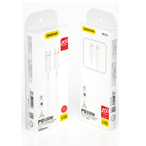 CÂBLE DUDAO USB TYPE C POUR LE CHARGEMENT ET LE TRANSFERT DE DONNÉES 100W PD 1M BLANC L5S_1M