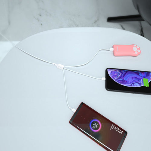 USB CABLE - USB C / MICRO USB / LIGHTNING 480MB/S 6A 1.2M - WHITE-DUDAO