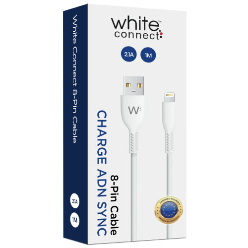CABLE USB LIGHTNING 2.1A 1M-WHITE CONNECT