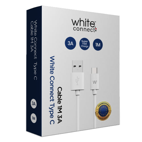 USB TYPE-C CABLE 1M 3A WHITE CONNECT