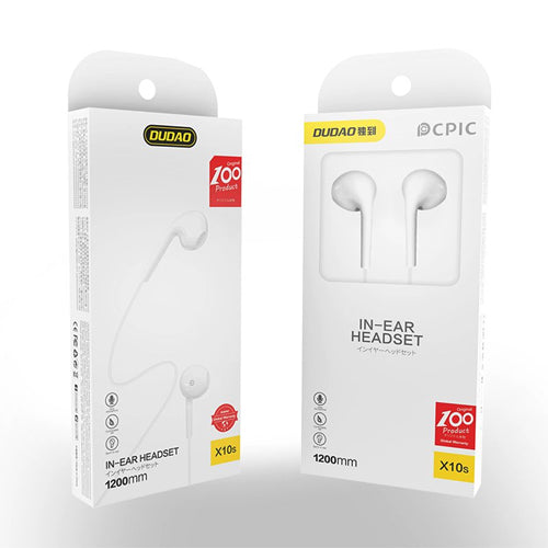 DUDAO IN-EAR WIRED MINI JACK 3.5MM WHITE X10S WHITE