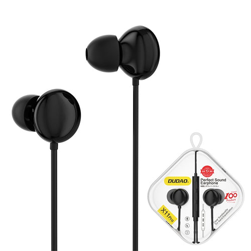 DUDAO IN-EAR HEADPHONES WITH REMOTE CONTROL AND 3.5MM MINI JACK MICROPHONE BLACK X11PRO BLACK
