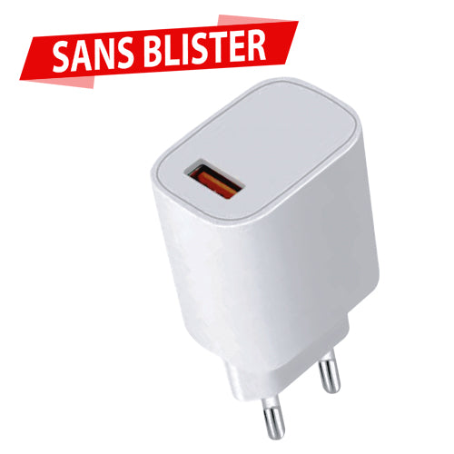 CHARGEUR SECTEUR 12W - 1 USB - SANS BLISTER BLANC