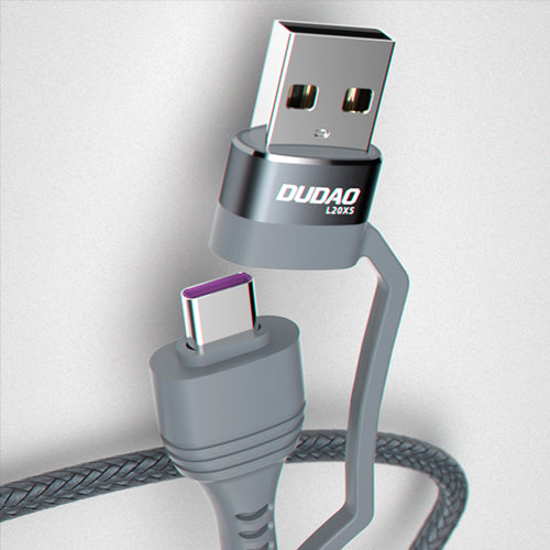 DUDAO 4IN1 USB TYPE C PD CABLE / USB CABLE - USB TYPE C POWER DELIVERY 100W / LIGHTNING 20W 1M GRISL20XS